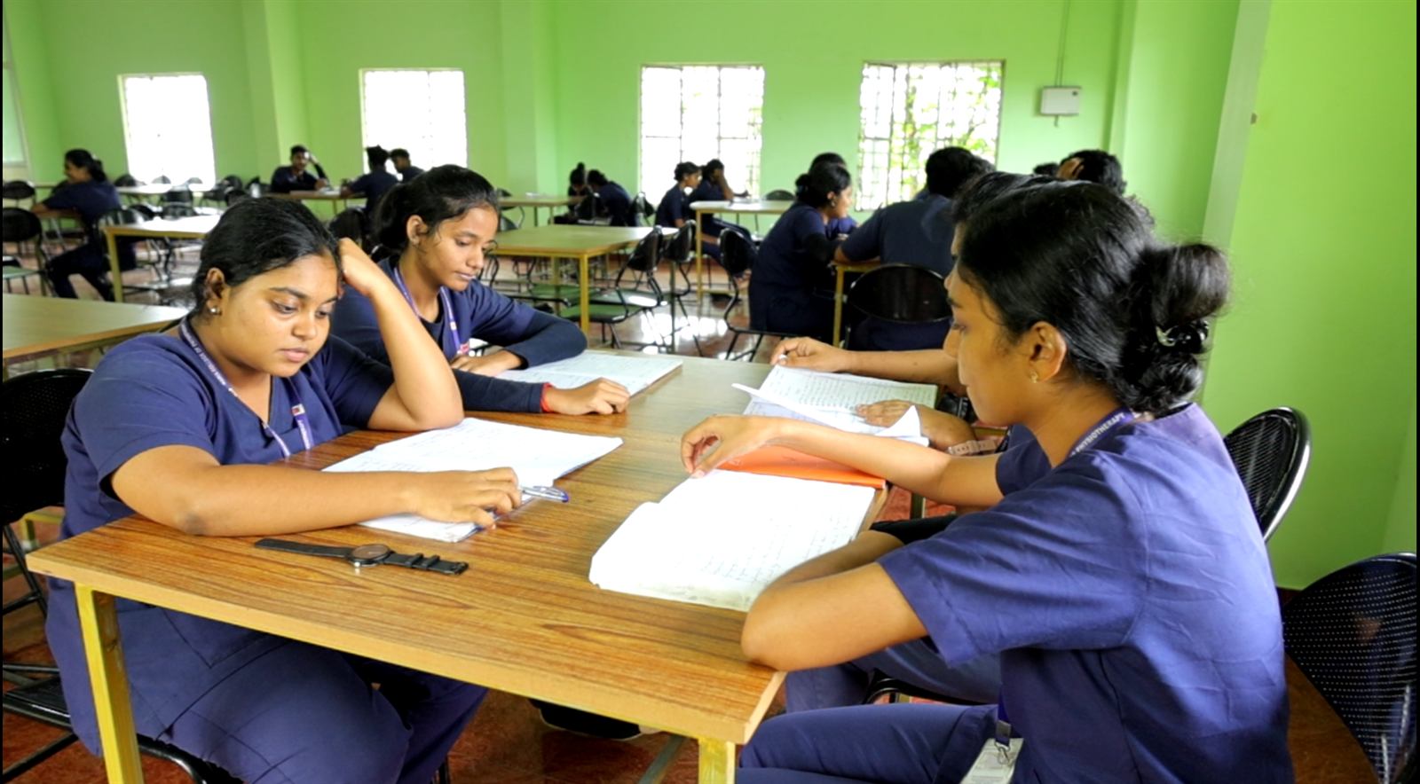 Students studying in the reading hall